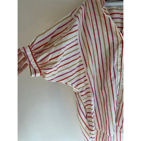 Pilcro Oversized Pink 100% Cotton Painter Striped Buttondown Shirt Medium - Picture 3 of 7